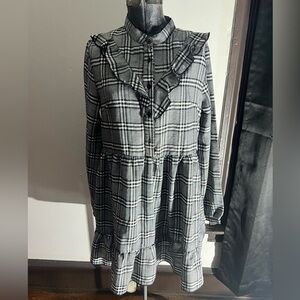 🎄SHEIN Ruffle Trim Plaid Dress
